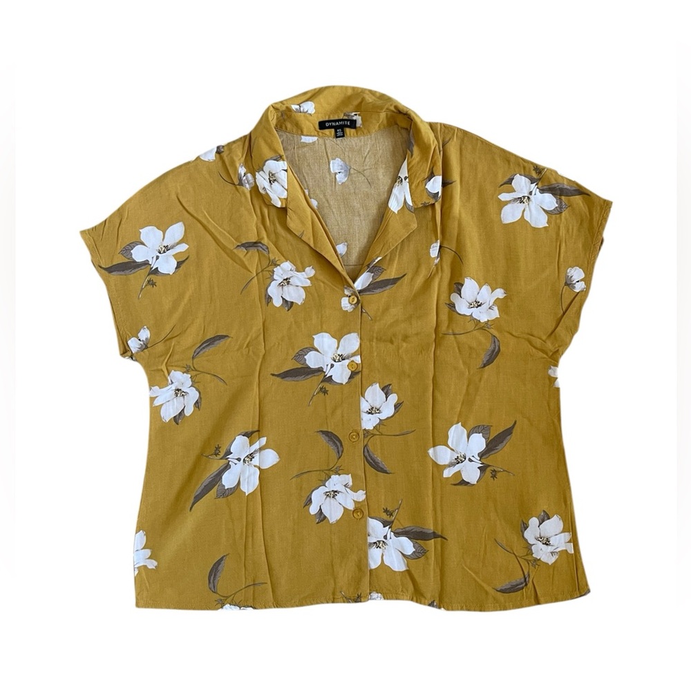 Dynamite Mustard Floral Blouse